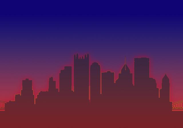 A silhouette of the Pittsburgh skyline.